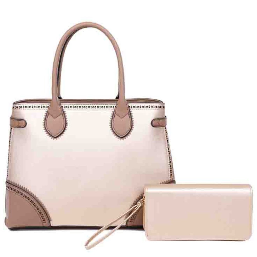 Stylish Medium Top Handle Satchel Handbag for Women 2pcs Set